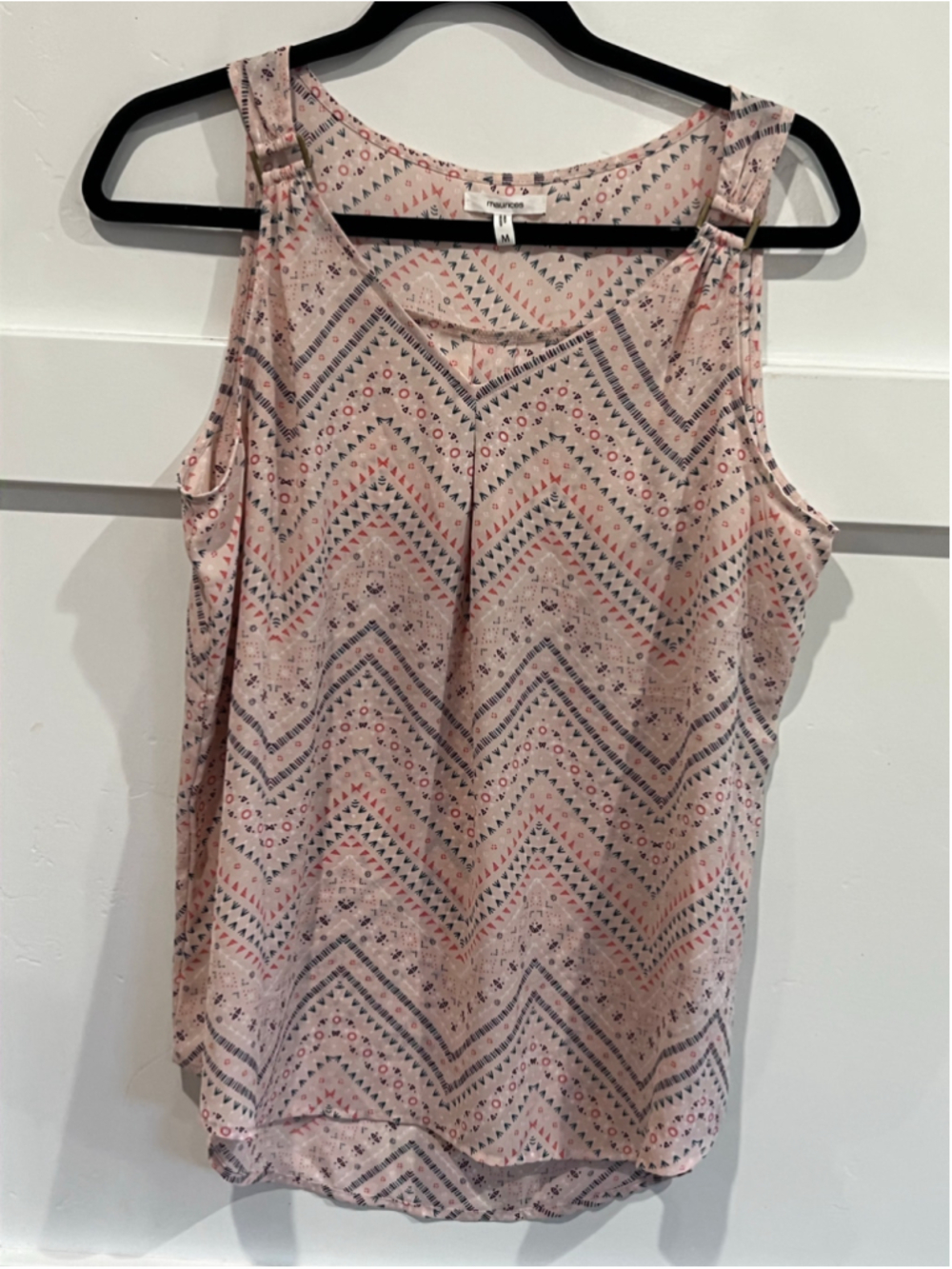 Women's Maurices Tank Top Size M Pink Grey Geometric Print
